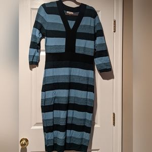 NWT Women's 1X New York & Company "EVE MENDES" Blue/Black Sweater Dress